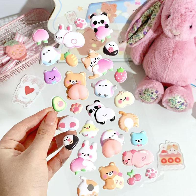 1Pc Cartoon 3D Animal Sticker Stereoscopic Cute Animals Relieve Stress Stickers DIY Phone Decoration Stickers Supplies TMZ