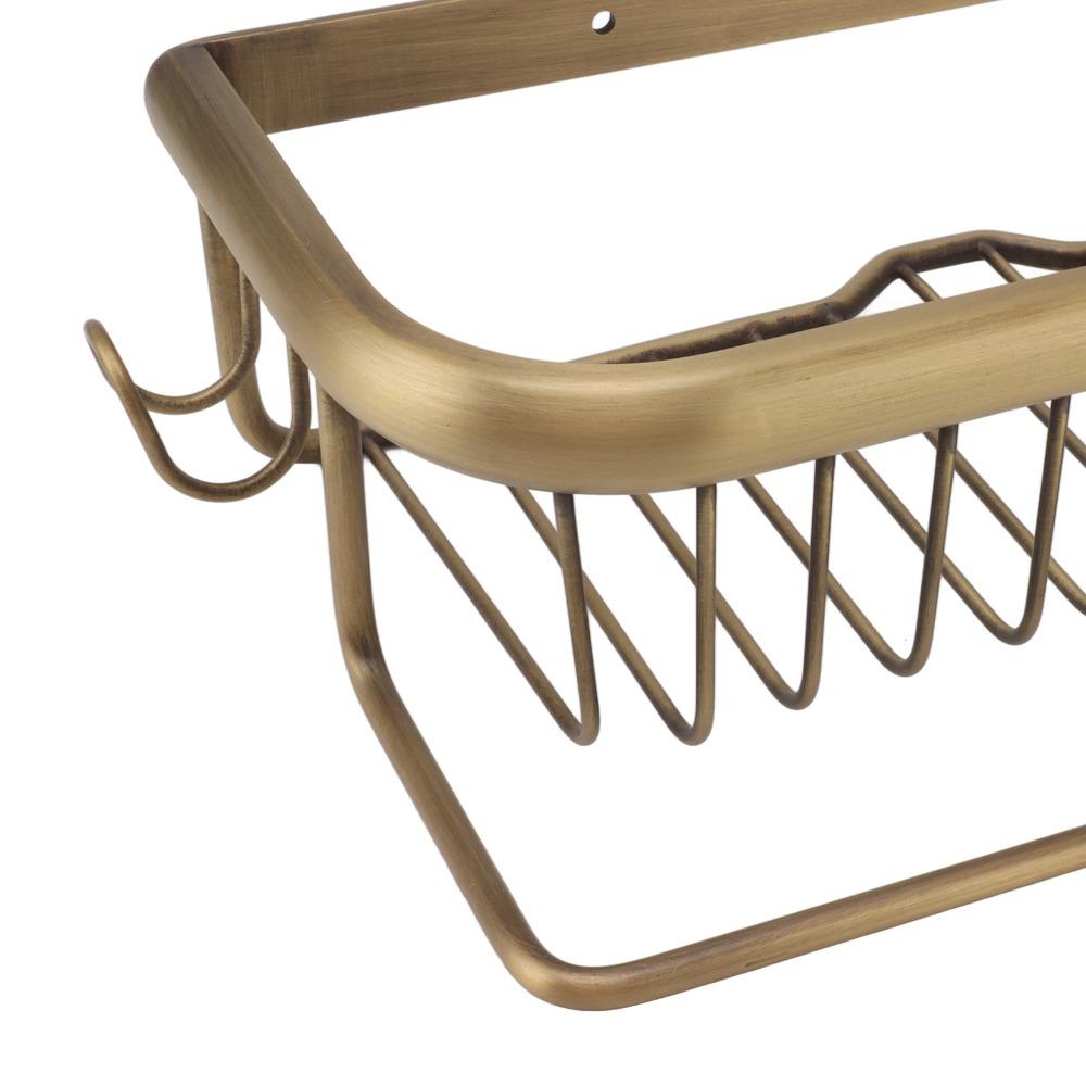 Copper Shower Organizer Basket Yellow Bronze Bathroom Floating Shelf Shower Rack Space Saving