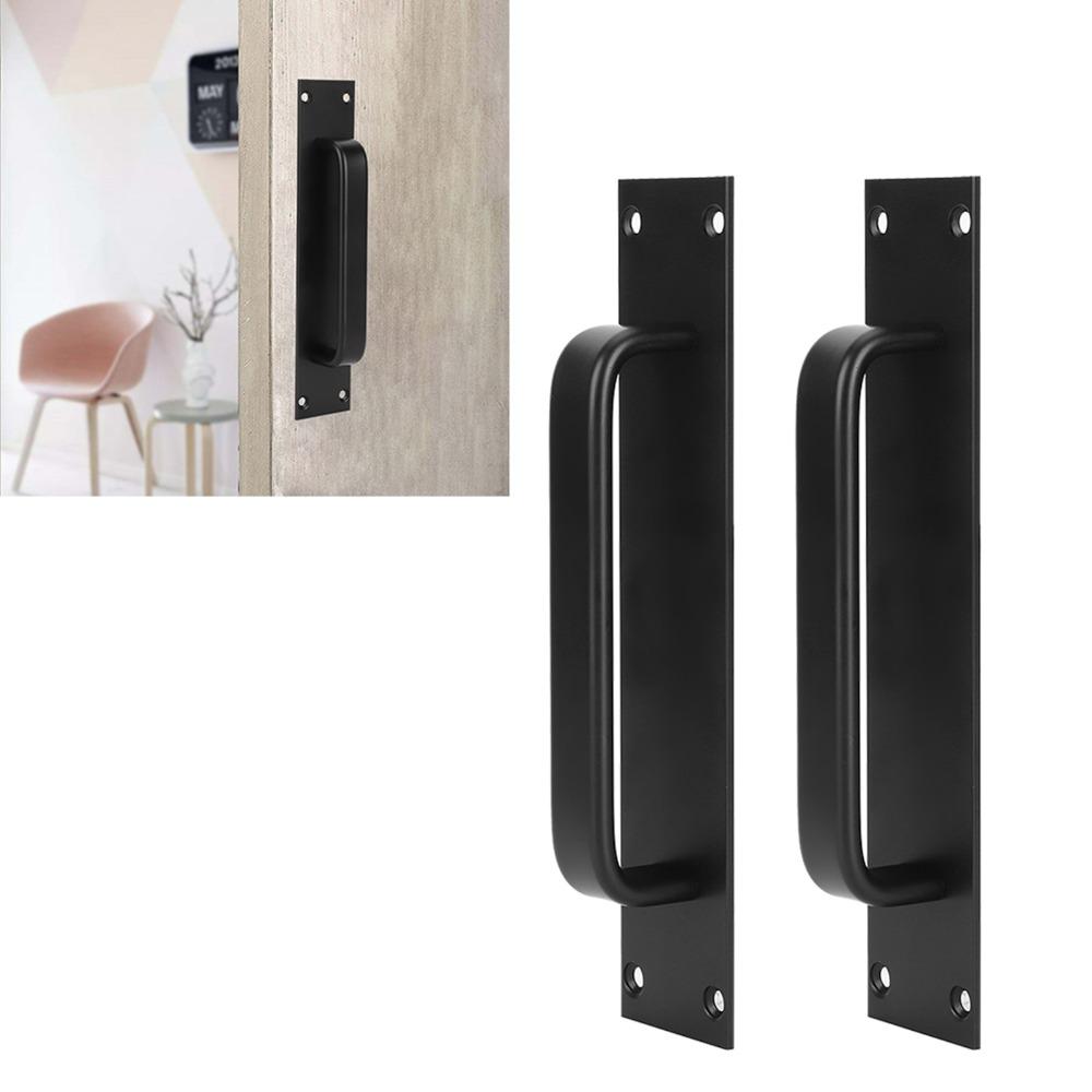 2 Pack Aluminum Alloy Door Pull Handle Black Barn Door Handles Sliding Door Handle Kitchen Cabinet