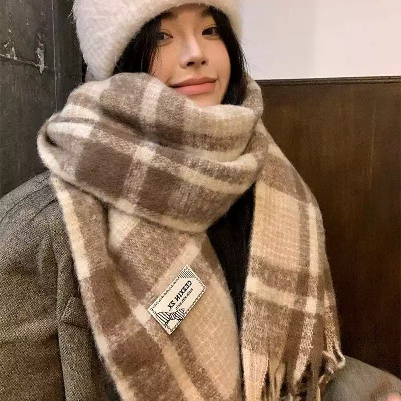 Plaid couple scarf women's winter new Korean atmosphere versatile scarf autumn and winter warm women's shawl