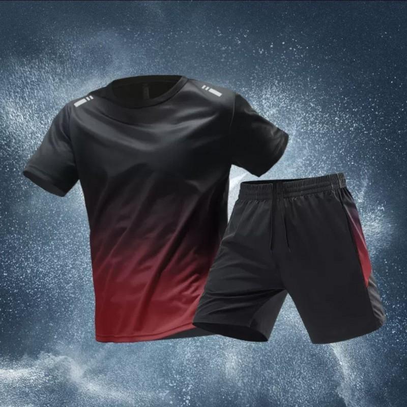 Mens Quick-Dry Cycling Jersey Set Short Sleeve Compression Sportswear Gym Running Training