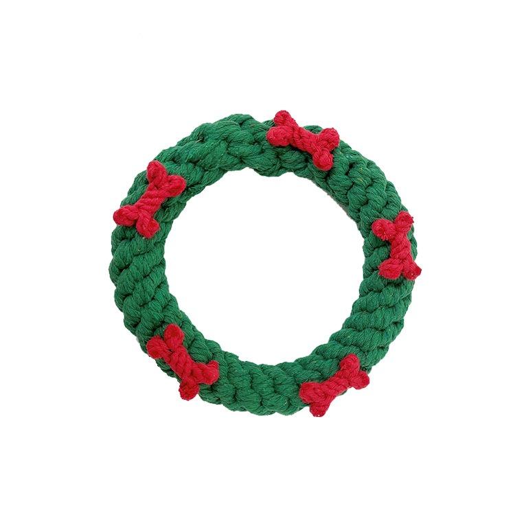 Manufacturer New Christmas Chew Dog Rope Toys Pet Cotton Rope Toy Molar Teeth Cleaning Rope Knot Ball Dog Toy Set