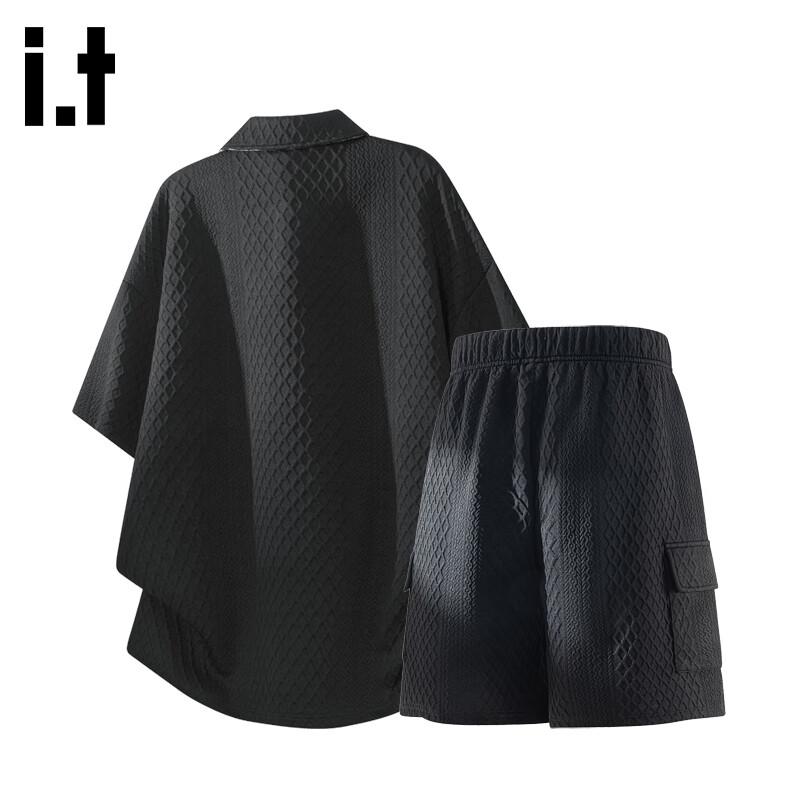 CHOCOOLATEit Men's Waffle Knit Polo Short Set
