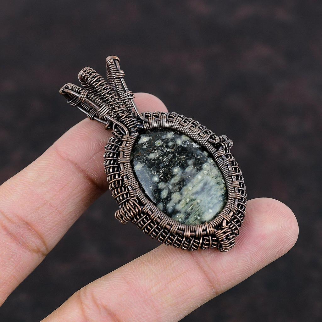 Ocean Jasper Pendant Copper Wire Wrapped Pendant Ocean Jasper Jewelry Gemstone Pendant Copper Jewelry Handmade Stylish Pendant Gift For Mom