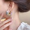 A Pair of Fashionable Earrings, Flower Colored Ball Earrings, Sweet and High-end Versatile, Suitable for Daily Life, Parties, Vacations