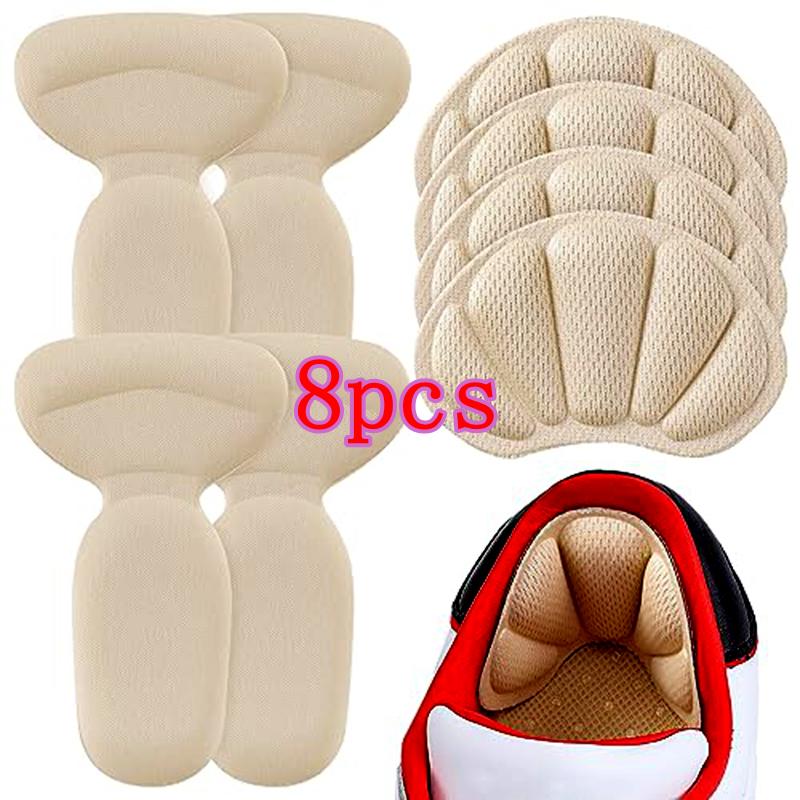 Adhesive Heel Pad Suitable for Loose Shoes, Oversized Boots, Heel Grip Inserts To Improve Shoe Fit, 4-piece Beige+4-piece Beige