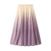 Spring and Summer Women's Skirts Elegant Temperament Gradient Color Pleated Half-body Skirt Long Skirt High Waist A-line Skirt