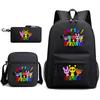 Rhythm Box Game Merchandise Student Bag Sprunki Cartoon Starry Sky Backpack Leisure Bag 3-piece Set D