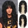 Synthetic Natural Black Wig Long Curly Hair for Men Daily Use with Bangs Cancer Patient Gift Outfits Costume Party Wig