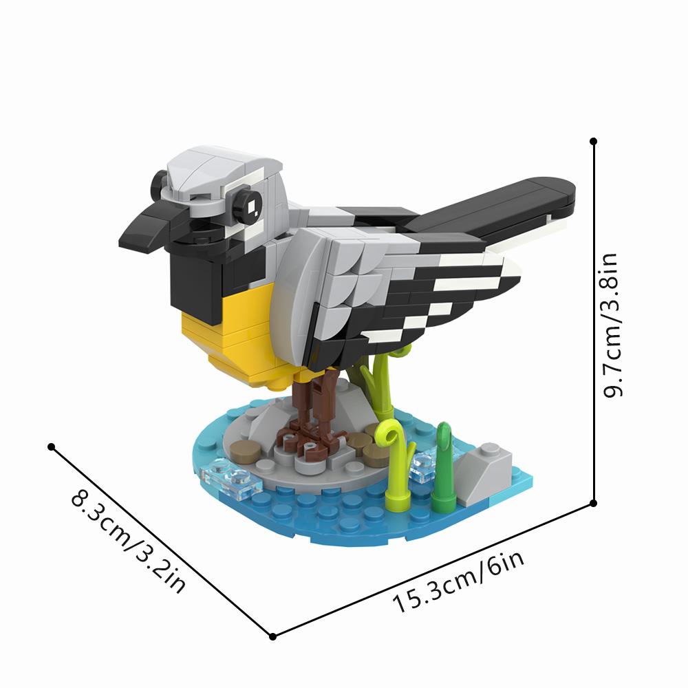 Gobricks MOC Серый трясогузка Строительные блоки Миры Животных Серый трясогузка Птицы Кирпичики Модель DIY Сборные Игрушки Подарки на День Рождения для Детей