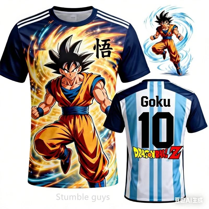 Летняя мужская футболка Dragon Ball Одежда для мальчиков Девочки Регбийка Какарот Гоку Футбольная спортивная одежда