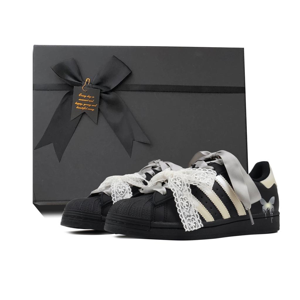 adidas Оригинальные кеды SUPERSTAR для скейтбординга Унисекс Низкие Черные EG4959(Team384-BOX)