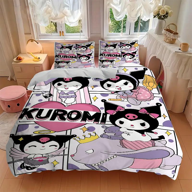 3pcs Kuromi, Character Goods Bedding Set: Perfect for Bedroom or Guest Room. Soft and Comfortable with No Core Included yy251009209