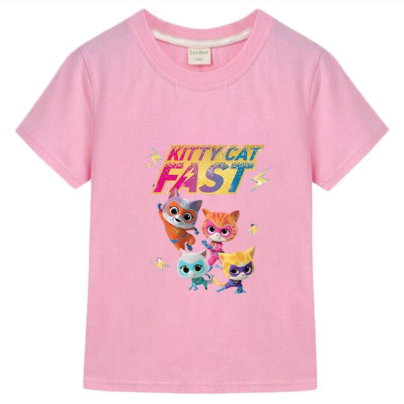 Футболка SuperKitties для мальчиков 10 лет, футболка с аниме, хлопковые топы с героями мультфильмов, одежда для девочек y2k, цельная летняя детская одежда