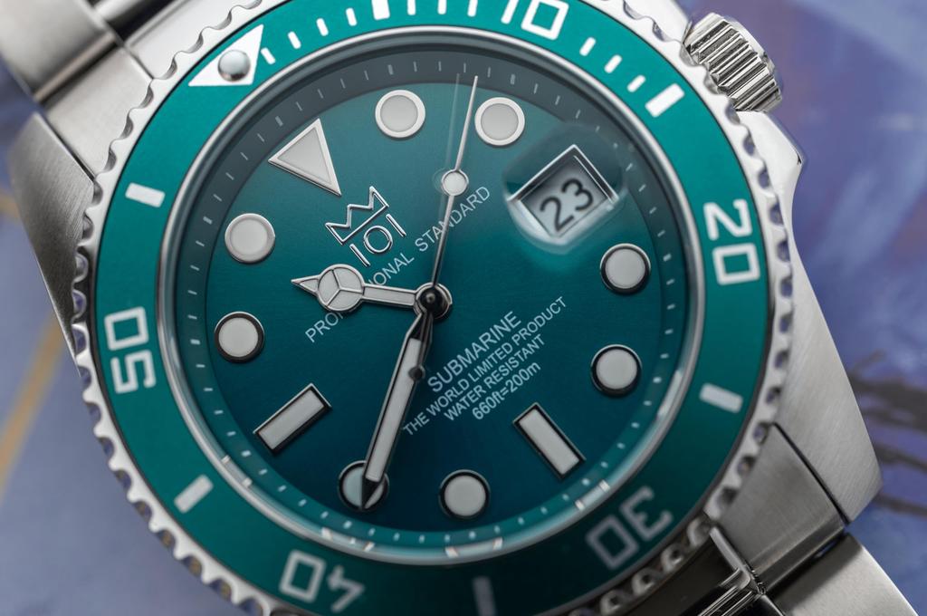 НОВАЯ модель часов с дисплеем даты и водонепроницаемостью 20 АТМ [HYAKUICHI 101] Дайверские часы HYAKU1-001 (Аква Грин)