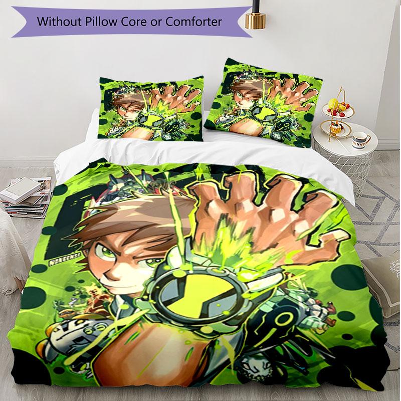 3pcs Duvet Cover Set (1*Duvet Cover + 2*Pillowcase, Without Core), Ben 10 Cartoon Print Soft All‑Season Bedding Set, Home Bedroom Decor Gift