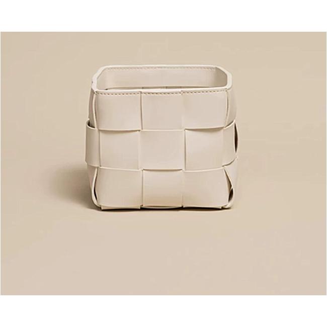 Office Decorative Knitted Storage Desk Organizer Box Woven Leather Remote Control Stationery Holder Pencil Office Supplies