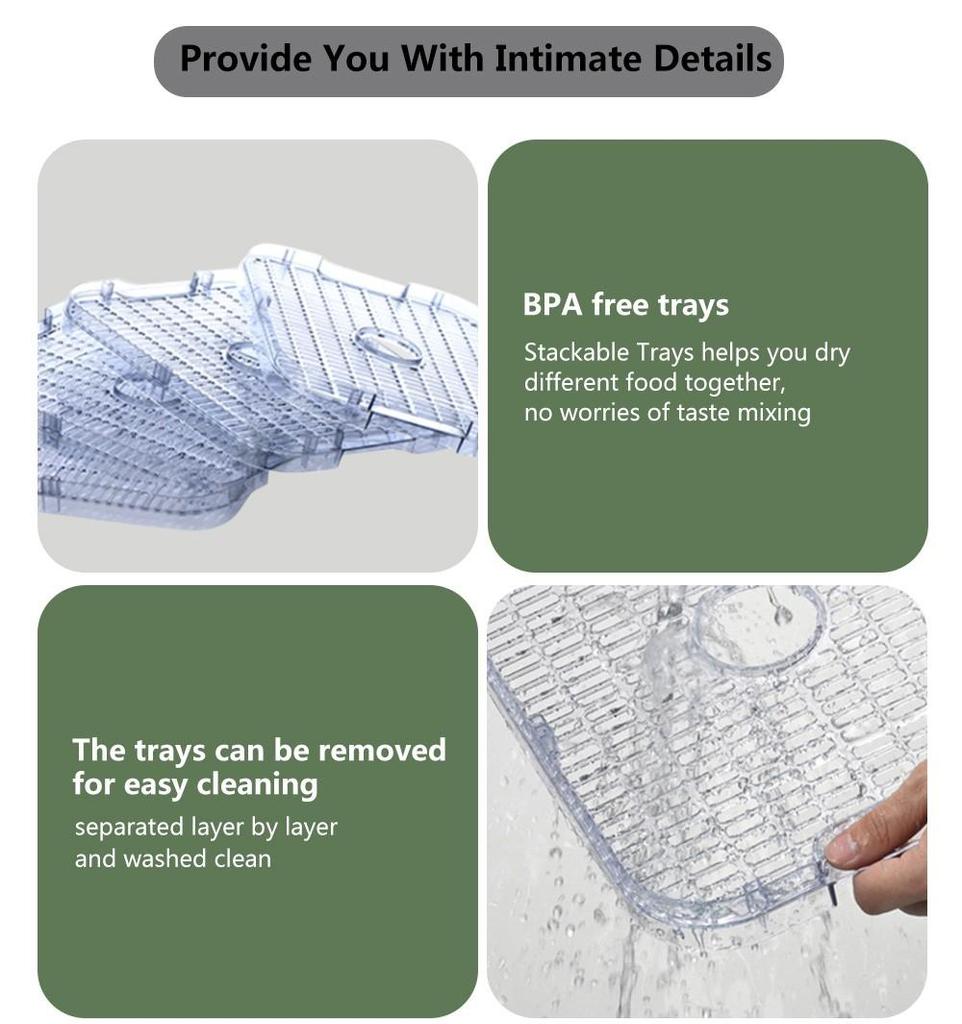 Сушилка-дегидратор для пищевых продуктов BioloMix BD1200, 5 лотков, не содержит BPA, цифровой таймер, контроль температуры, для фруктов и овощей