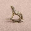 Solid Brass Prairie Rock Stone Wolf Statue Desktop Ornament Table Tea Pet Vintage Copper Animal Figurines Miniatures Dec