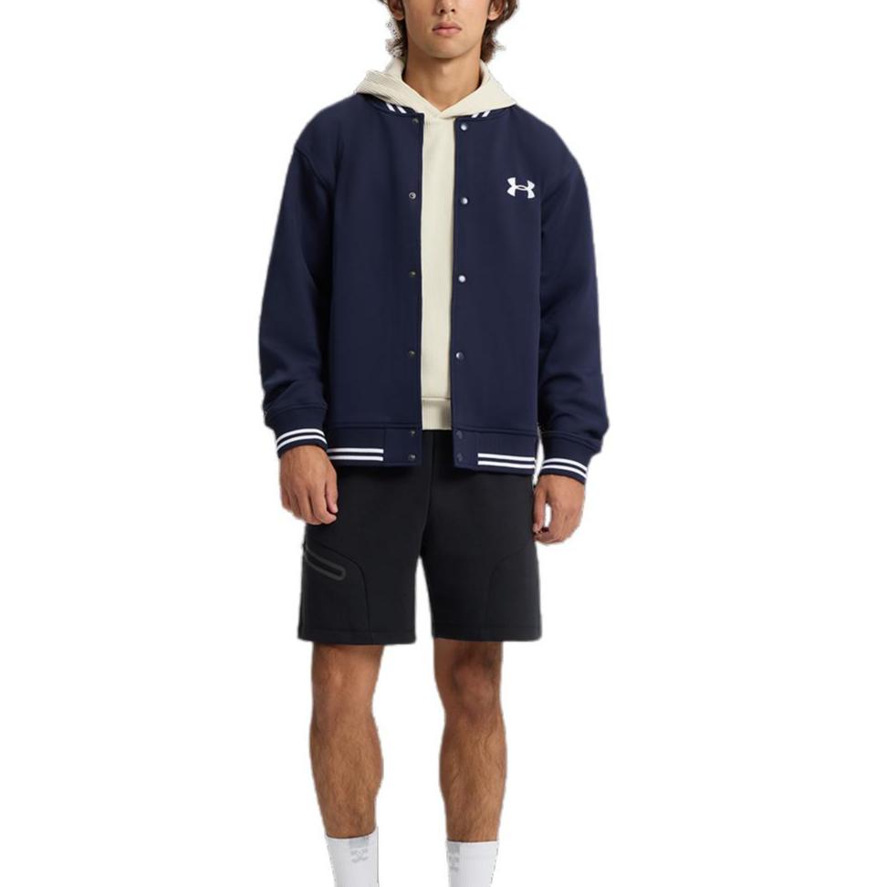 Under Armour Вязаная куртка-бомбер с вышитым логотипом, унисекс, темно-синяя 1389368-410