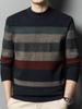 All Match Knitted Color Block Sweater, Men's Casual Warm High Stretch Crew Neck Pullover Sweater For Men Fall Winter