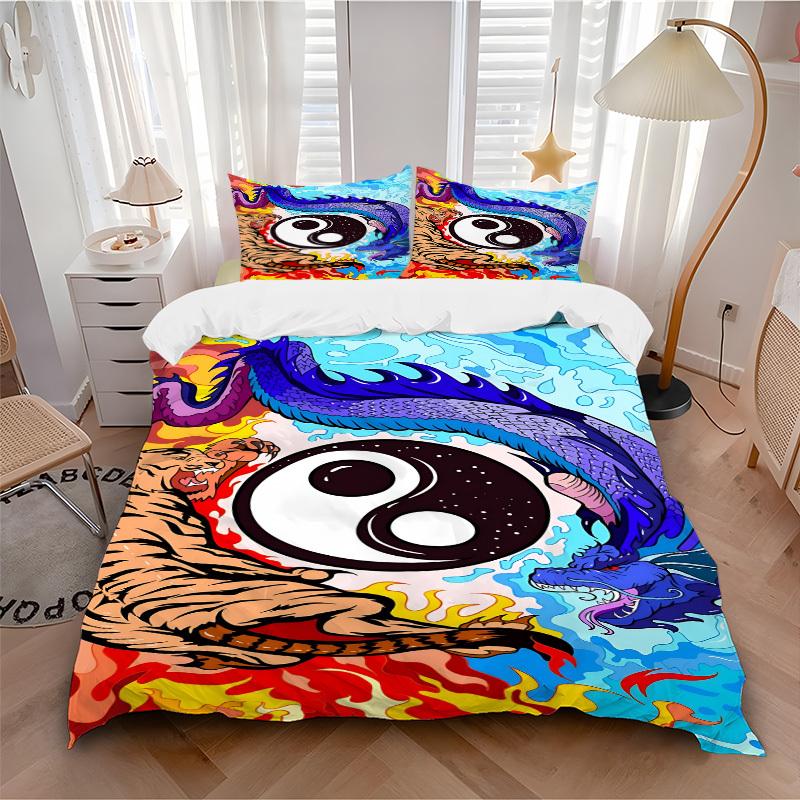 3pcs Yin Yang Symbol Duvet Cover Set -Includes 1 Duvet Cover and 2 Pillowcases, No Quilt Core, All-Season Home Decor yy251111179