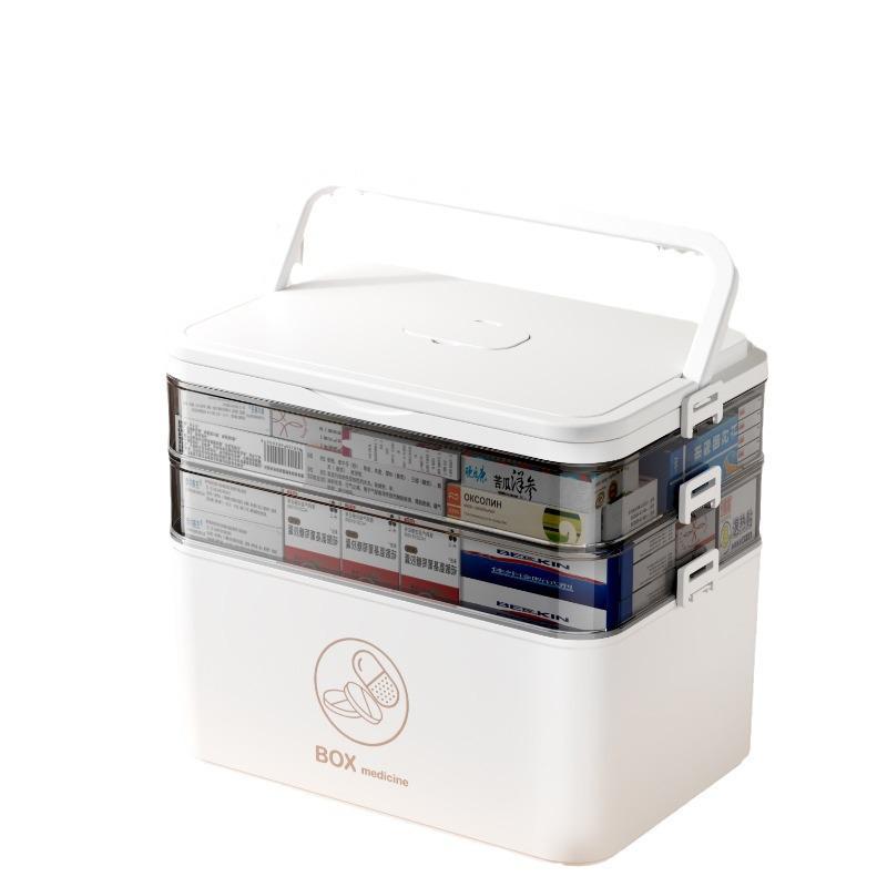 Большая многослойная пластиковая аптечка первой помощи и ящик для хранения лекарств для домашнего использования