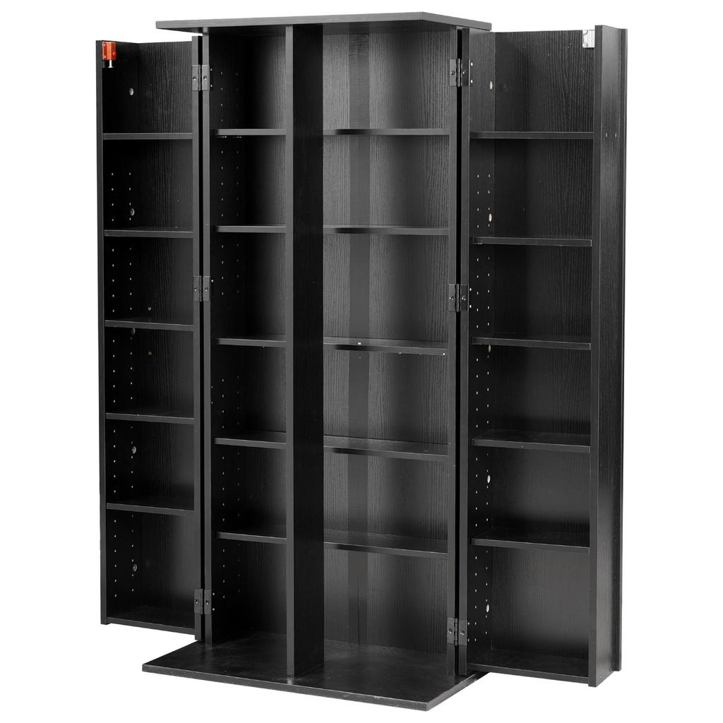 Media Storage Cabinet, 6-Tier DVD Shelf Organizer, 610 x 368 x 1270 mm Multimedia Storage Organizer for CDs, DVDs, Books, Games, CD Shelf for Living