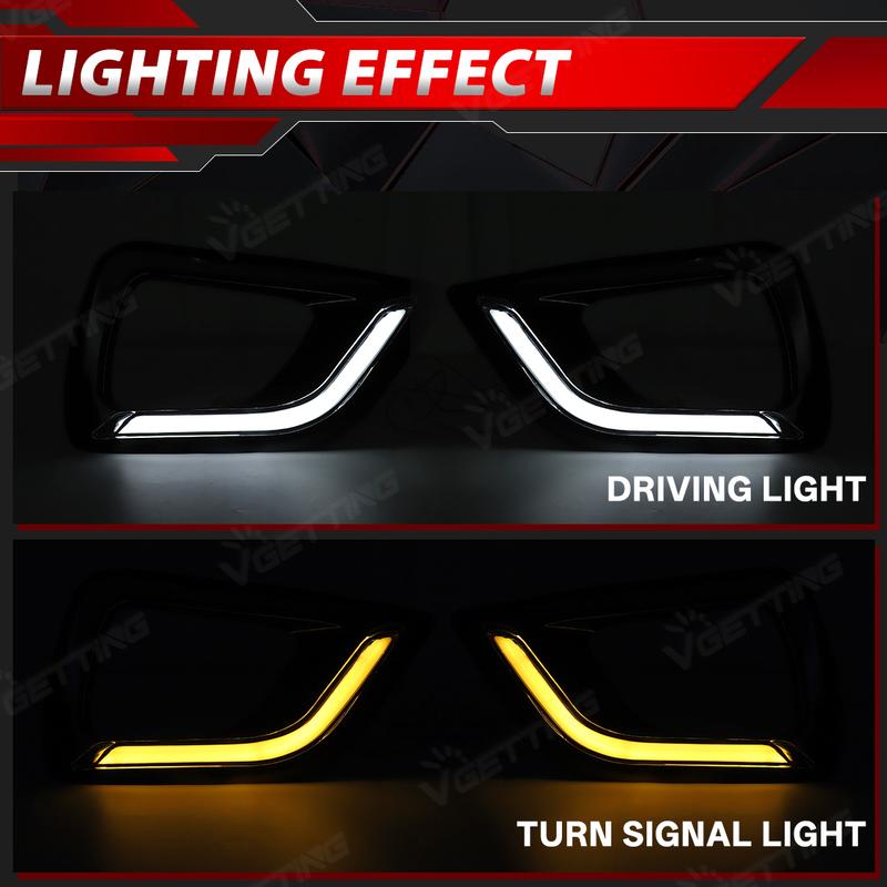 1 Pair For Nissan Navara NP300 2015 2016 2017 2018 Daytime Running Light Yellow Turn Signal Lamp Chrome/Black Cover LED DRL