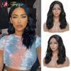 X-TRESS Body Wave Bob Wig Synthetic Lace Front Wigs For Black Women 14inch Medium Length Natural Color Middle Part Lace Hair Wig