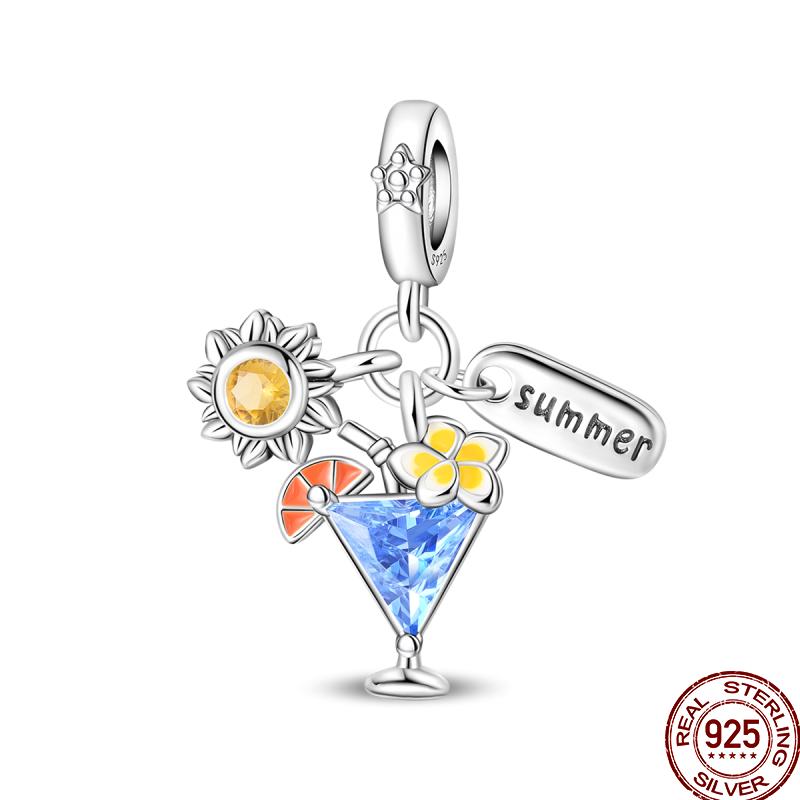 Медный пляж Океанский отпуск Напиток Шарм Морская звезда Бусины Подходят для Пан Оригинальный браслет Сделай сам Праздничные украшения Подарок