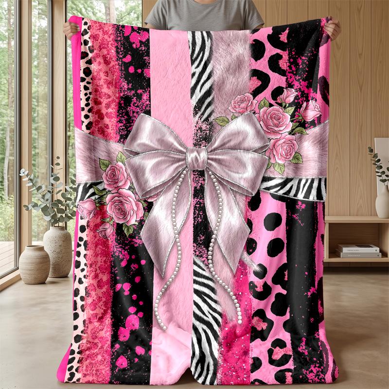 Pink Zebra Jungle Print 1 Theme blanket Lightweight Warm Flannel Blanket Decorative Throw Blanket for Home Decoration