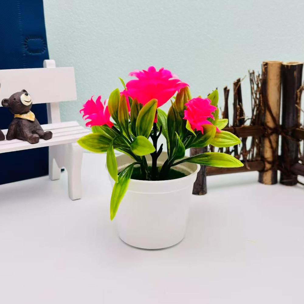 Bonsai Rose Artificial Potted Plant For Office Desk And Gift For Lovers Flower