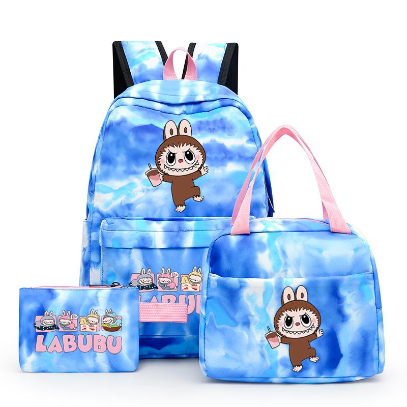 3Pcs/set Printed Backpack with Lunch Bag Pencil Case Student Teenager Boy Girl Bagpack Women's Backpack Set Travel Bag