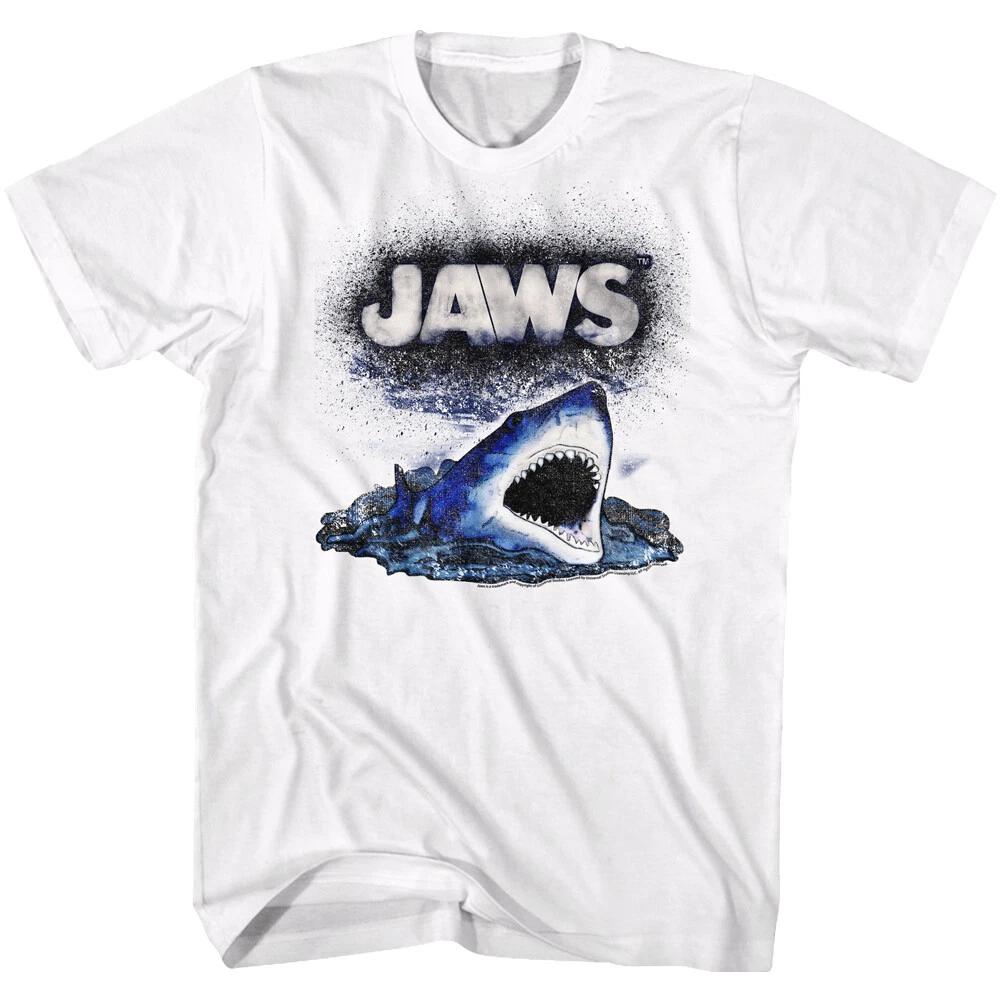 Jaws 70's Thriller Movie Shark Breaching Water Watch Out Men's T Shirt