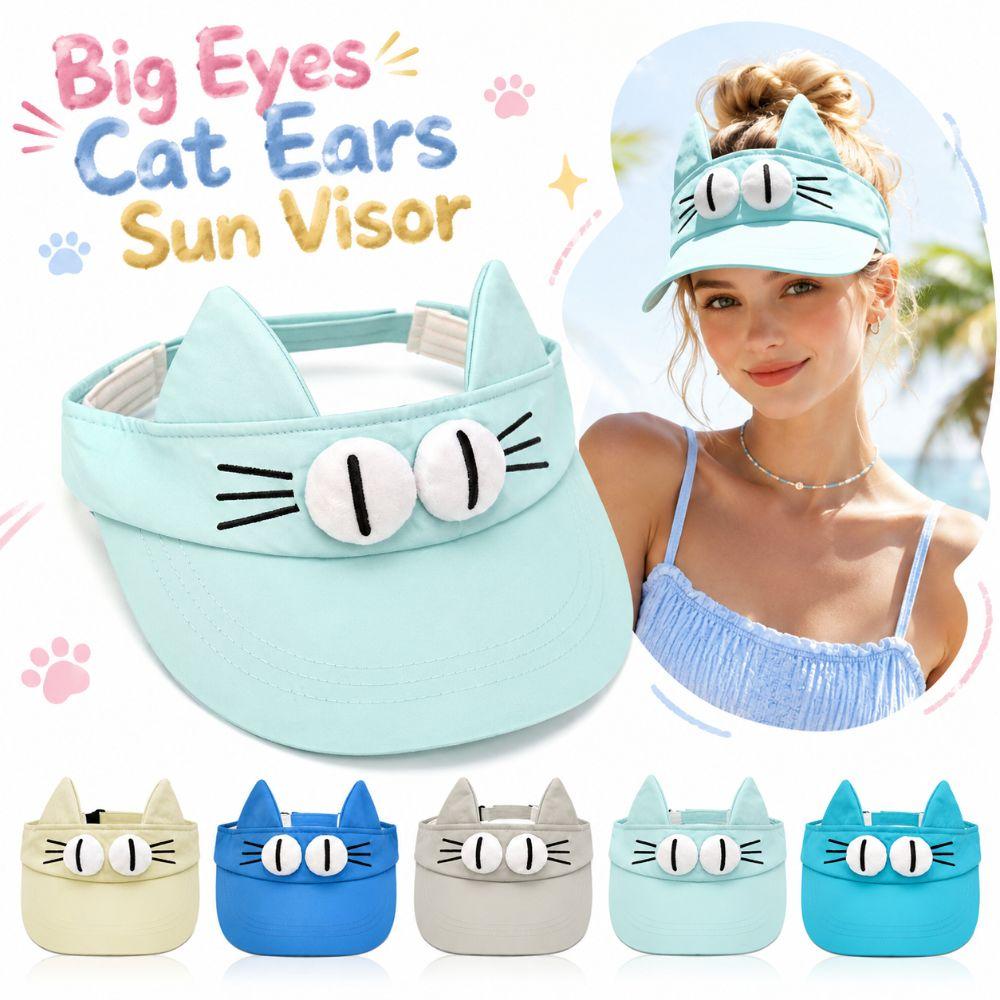 Big Eyes Cat Sun Hat Quick-drying Sun Visor Funny Empty Top Cap Women Summmer