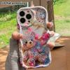 Phone Case: 2D flat, fits iPhone 12 Pro, 13, 14, 15, 16, 17, 18, phone decoration, crystal little bear, perfect Christmas and Halloween gift