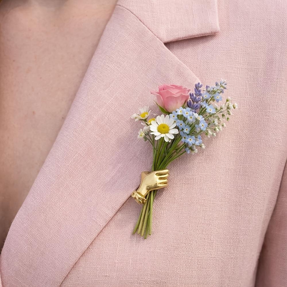 French Flower Holder Necklace Versatile Suit Dress Corsage Accessory Women Men