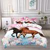 Комплект постельного белья «Цветочные лошади» с 3D-печатью, мягкий, односпальный, полуторный, двуспальный, королевский размер, домашние украшения для спальни