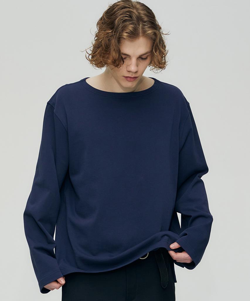 FINSDRUCK Back Pleats Boat Neck Top(Dark Navy)