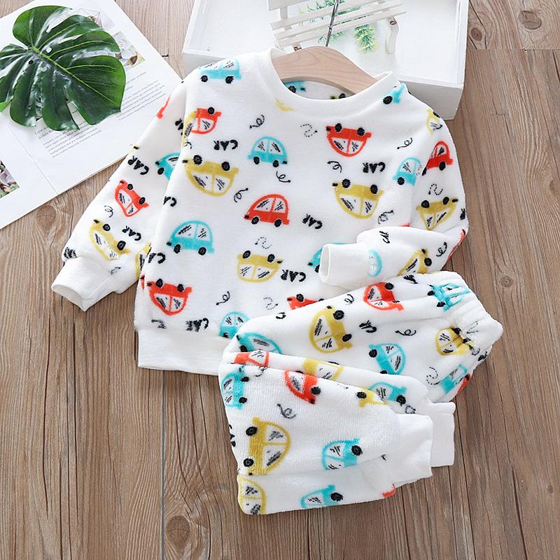 Комплект детской зимней пижамы, детская одежда для малышей, осенняя и зимняя фланелевая домашняя одежда для мальчиков и девочек