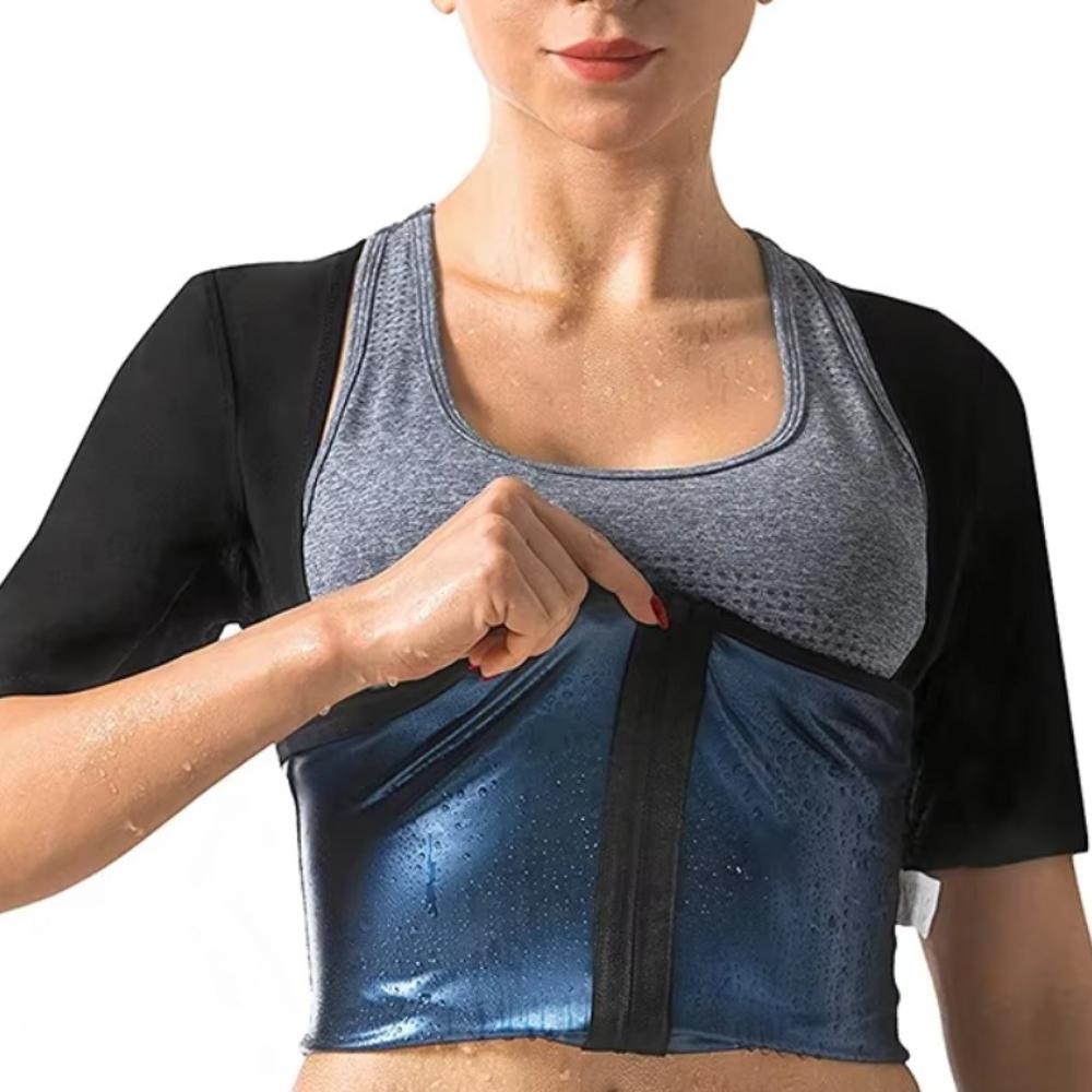 Женские костюмы для сауны с коротким рукавом, теплоудерживающее компрессионное корректирующее белье, одежда для фитнеса для сжигания жира, спортзал