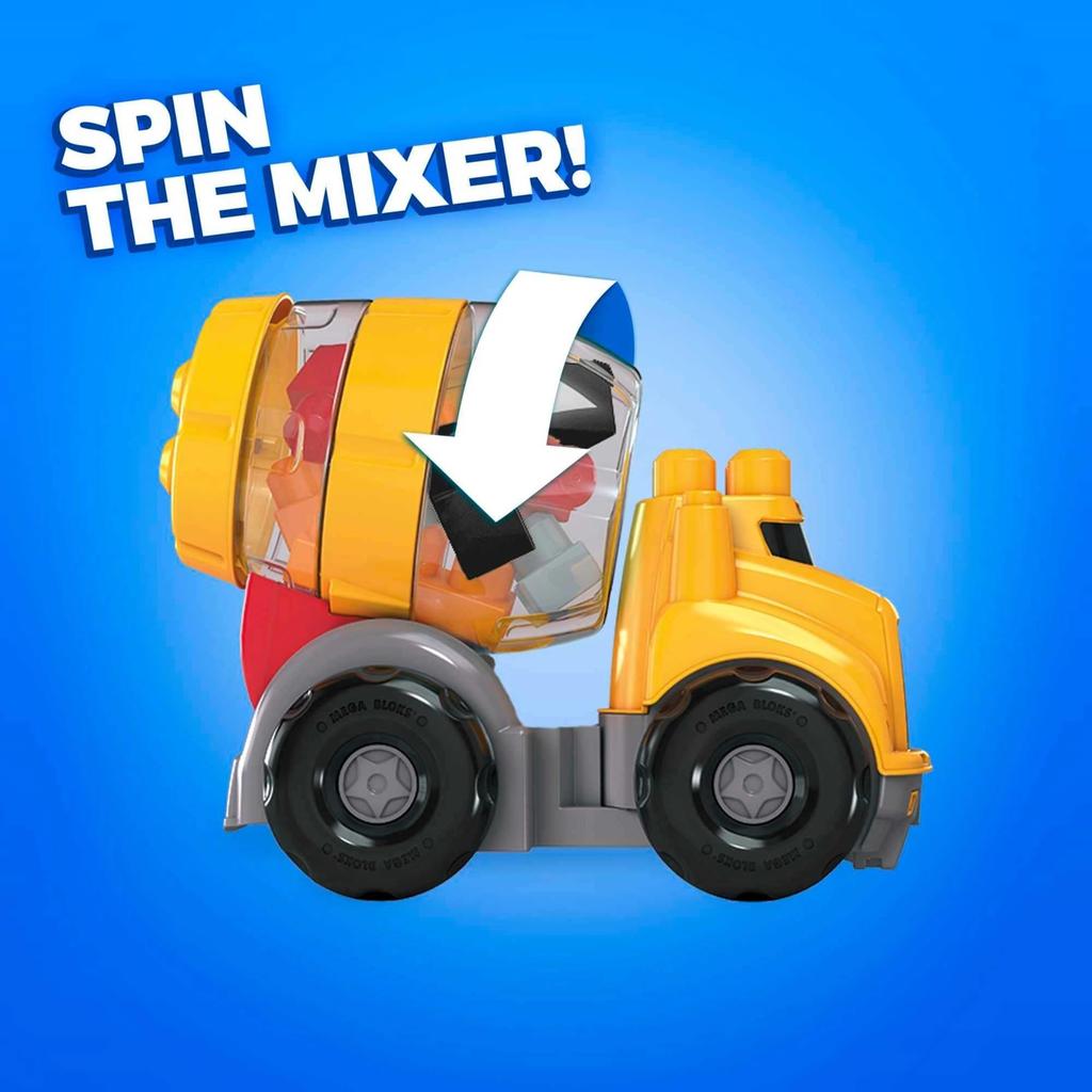 Mega Blocks Mega Blocks CAT Бетономешалка для детей от 1 года и старше и GFG11 (МЕГА БЛОКИ) [9 штук] [1 вверх]