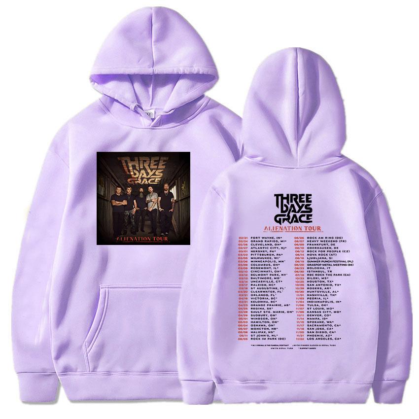Alienation Tour 2026 Hoodies Rock Band Three Days Grace Sweatshirts Long Sleeve Winter Hooded Pullovers Heavy Mental Streetwear