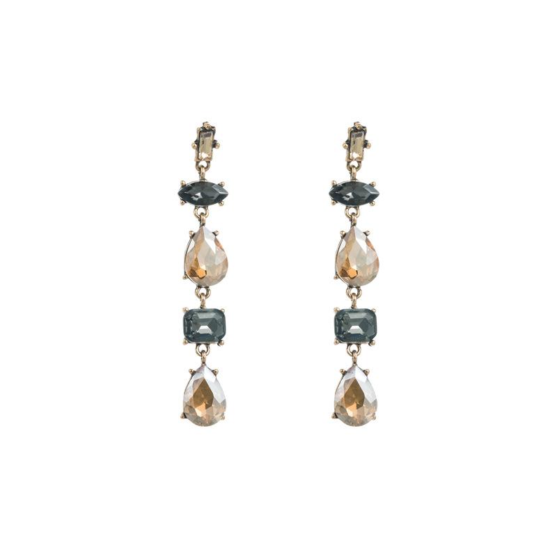 Женские серьги-капли, простые многослойные серьги из сплава с кристаллами и кристаллами, качественные геометрические серьги премиум-класса