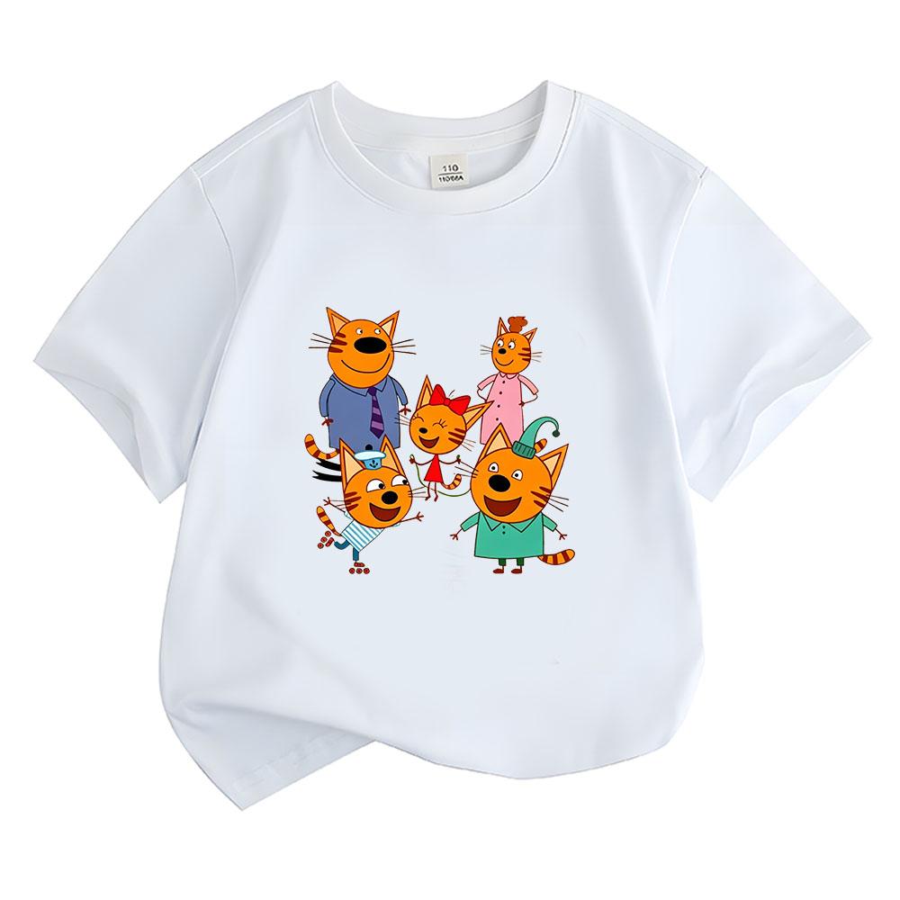 100% Хлопок Детская Футболка Kid-e-cats 2-12 Лет Мультяшный Принт Детские Футболки Милые Повседневные Топы С Круглым Вырезом С Коротким Рукавом Летняя Одежда