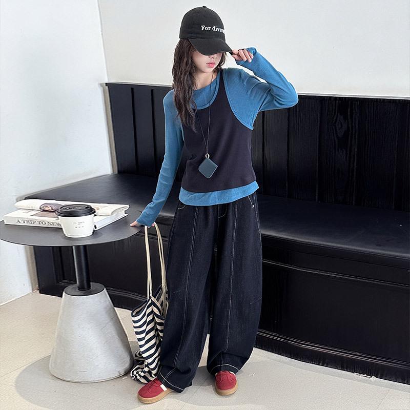 Autumn 2025 Girls' Fashion Set: Base Shirt with Stylish Plaid Pants - Trendy Three-Piece Outfit for Big Kids