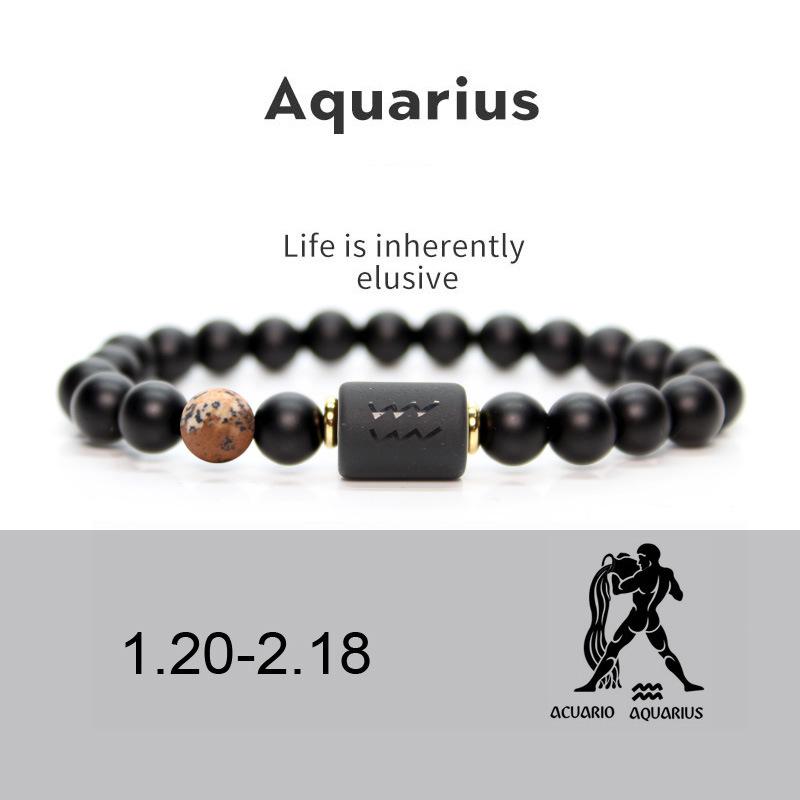 New Agate Hombre Jewellery Masculina Natural Bracelet Stone 12 Constellation Beads Couple Unisex