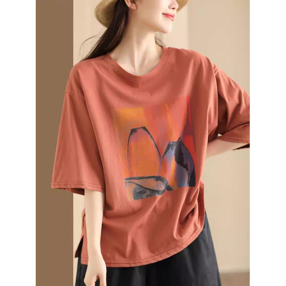 DIMANAF 2025 Летняя однотонная футболка большого размера для женщин с принтом и коротким рукавом, длинные свободные топы, футболки