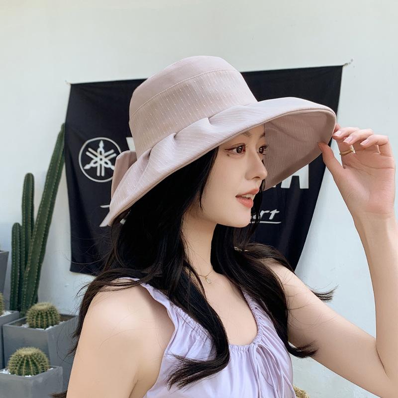 Новая маленькая стандартная шляпа-панама с бантом, летняя солнцезащитная шляпа от солнца, универсальная шляпа-панама, для путешествий на открытом воздухе, отпуска, пляжа, тренд